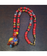 Collana di perline vintage colorata in stile veneziano volto su perle di... - $53.49