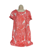 Grace Elements Shift Dress Small Orange White Paisley Boat Neck Short Sl... - $26.40 CAD