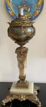 Rare Antique Bradley &amp; Hubbard Brass and Marble Lamp Embossed B. &amp; H. - £775.80 GBP