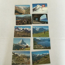 vintage Switzerland travel souvenir 10 small color picture lot Swiss alps  - $19.75