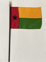 New Guinea-Bissau Mini Desk Flag - Black Wood Stick Gold Top 4” X 6” - £3.95 GBP