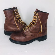 Vintage Red Wing Brown Leather Steel Toe Lace Up Logger Work Boots Mens ... - £140.76 GBP