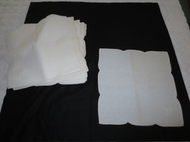 12 Vtg. Scalloped &amp; Floral Embroidered Unused OFF-WHITE Napkins - 16&quot; X 16&quot; Ea. - £14.15 GBP