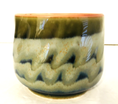 Studio Pottery Tea Bowl Chawan Green White Blue Porcelain 2.25&quot;H 2.5”W H... - $22.49