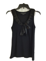 NY&amp;Co. Womens Blouse S Black Sleeveless Bow-Neck Pleated Collar Modal Fa... - £9.67 GBP