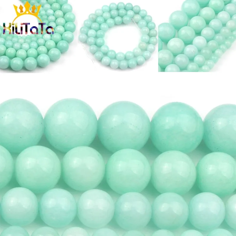 Free Shippig Natural Blue Amazonite Stone Beads Round Loose Spacer Beads... - £6.20 GBP