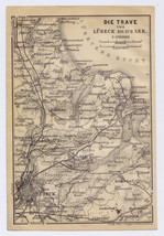 1914 Antique Map Of Lübeck Travemünde Vicinity Trave SCHLESWIG-HOLSTEIN Germany - £15.36 GBP