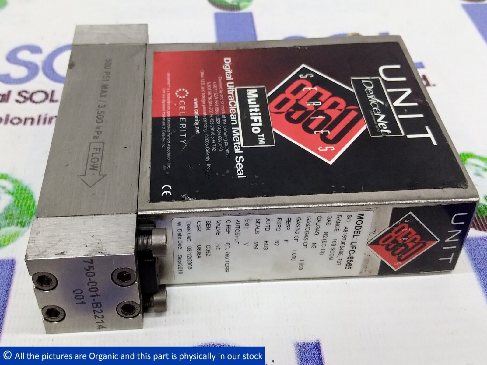 Celerity Unit UFC-8565 Gas N2(SC 13) Range 100SCCM Mass Flow Controller ... - $526.00