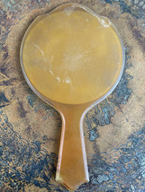 Vintage Butterscotch Bakelite? Hand Mirror Beveled Glass Vanity 10.5&quot; Ro... - $622.30 MXN