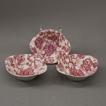 Johnson Brothers English Chippendale 3 Lugged Fruit  Dessert Bowls 7&quot; Red  Pink - £38.31 GBP