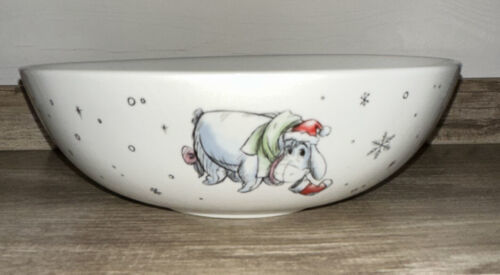 Primary image for Lrg DISNEY Winnie the Pooh Christmas 9.5" Ceramic Serving Bowl NEW Eeyore Piglet