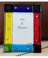 Murano Glass Picture Frame Millefiori Multicolored Italy Photo Acrylic S... - £25.50 GBP