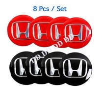 Honda Sticker 2.24” Black/Red Center  Wheel Hub Cap Emblem Logo Decal Re... - £20.16 GBP