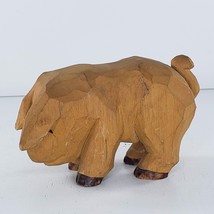 Wood Carved Pig Boar Folk Art Handmade - $23.36