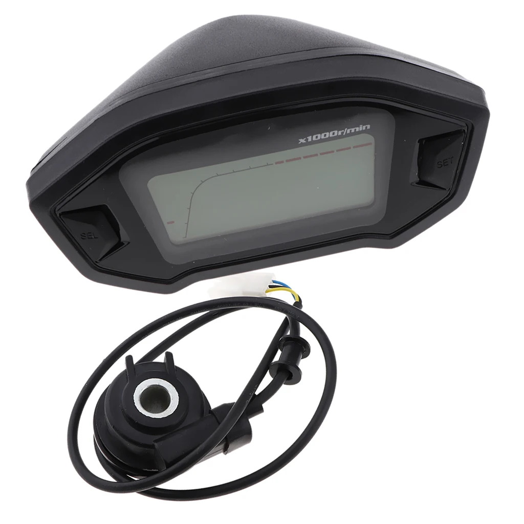 Universal Motorcycle LCD Digital Speedometer Odometer Tachometer With Sensor F - £37.60 GBP