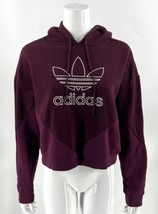 Adidas Cropped Hoodie Sweatshirt Size Medium Burgundy Red Pullover Womens - £19.44 GBP