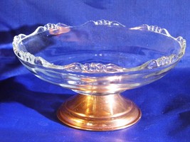 70&#39;s Vintage Princess House Glass Candy Nut Dish Removable Copper Pedestal Base - £18.67 GBP