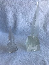 2 pcs Vintage cut glass Pagoda pyramid tall perfume cologne Bottles stopper - £44.20 GBP