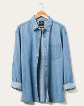 Junk Food Men&#39;s Randell Long Sleeve Denim Shirt in Ink Acid Blue-Size XL - £29.07 GBP