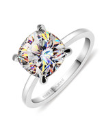 GIGAJEWE Moissanite Cushion Cut White D Color 8.5mm 3.0ct S925 Silver Ring - $185.00