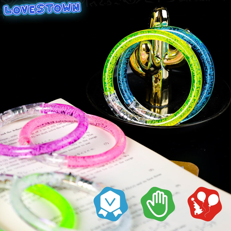 Lovestown 24PCS Glow Bracelets Bulk, LED Bracelets Light up Wristbands Glow in t Item image 5