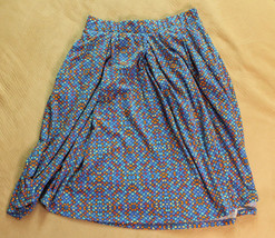Lularoe Colorful Stretch Madison Skirt Size M Geometric Design Blue Multicolor - £11.84 GBP
