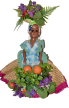 Vtg Chiquita style doll Fruit basket hat Coastal Souvenir Tropical Woman - £11.67 GBP