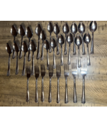 Stainless Steel Flatware Set China Swirl Pattern Lot of 29 pieces Forks ... - $366.21 MXN