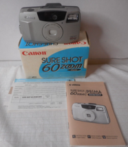 Canon Sure Shot 60 Zoom Date 38-60mm Point & Shoot Film Camera w Booklets Untest - $59.39