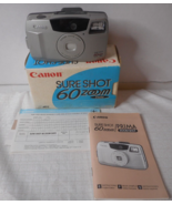 Canon Sure Shot 60 Zoom Date 38-60mm Point &amp; Shoot Film Camera w Booklet... - £46.60 GBP