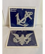 VTG Metallic Anchor Eagle Flag Nautical Silver Applique Sewing St Louis ... - $9.50