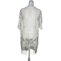 Maurice&#39;s Women&#39;s Lace Embroidered Open Cardigan White Tassles Large 100... - $19.39