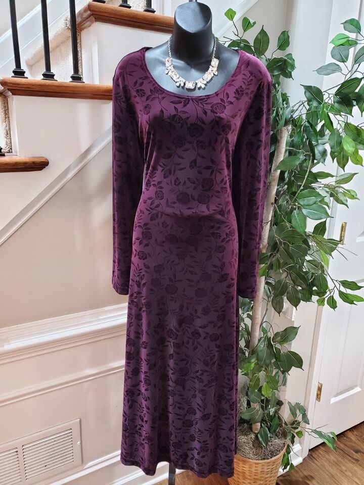 Primary image for Studio Ease Women's Purple Polyester Round Neck Long Sleeve Long Maxi Dress 14