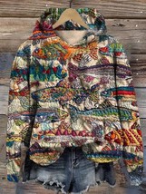 Women&#39;s Colorful Fish Print Hooded Sweatshirt - $30.00