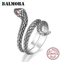 BALMORA 100% 925 Sterling Silver Animal Snake Ring For Men Women Retro Double La - £24.32 GBP