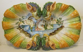 Armando Poggi Florence Hand Painted Italian Pottery Dolphin Scene Centerpiece  - £276.18 GBP