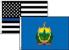 12x18 USA Police Blue Vermont State 2 Pack Flag Wholesale Combo 12&quot;x18&quot; Double S - £6.30 GBP