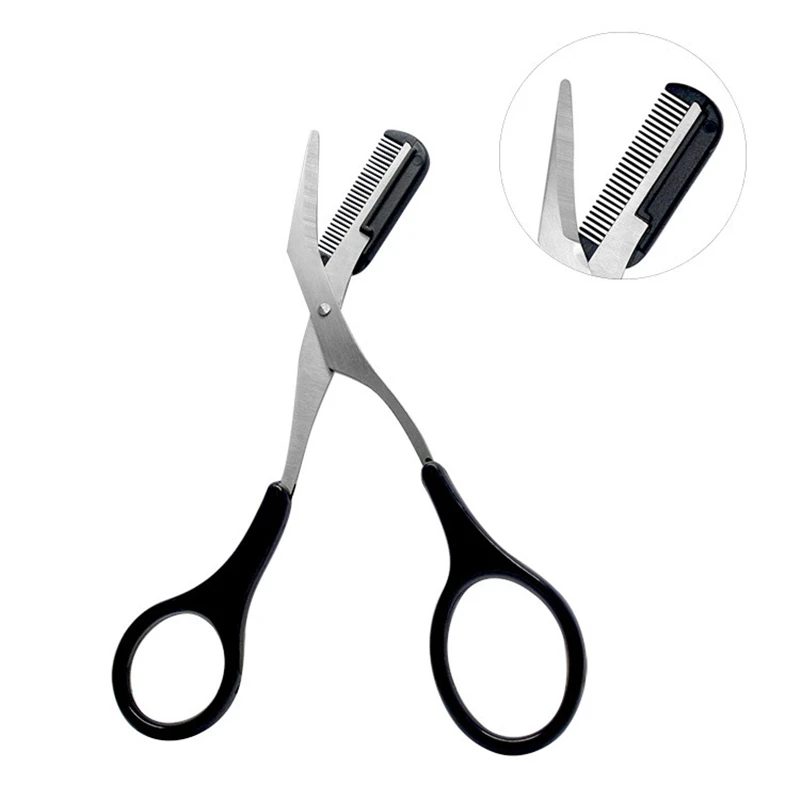 Sporting 1pcs 3 Colors Eyebrow Trimmer Scissors with Comb Eyelash Hair Scissors  - £23.62 GBP
