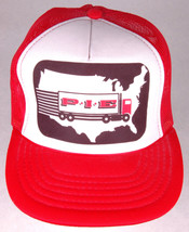Vtg ALLIANCE TRACTOR Hat-Red Trucker Cap-Puff Letters-Mesh-Rope Bill-USA - £20.44 GBP