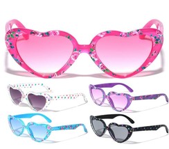 KIDS YOUTH GIRLS HEART SHAPED FLORAL FLOWERS SUNGLASSES LOVE RETRO FASHI... - £7.04 GBP