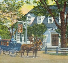 Raleigh Tavern Garden Williamsburg VA Vintage Linen Postcard 1930 Colonial Coach - £19.07 GBP