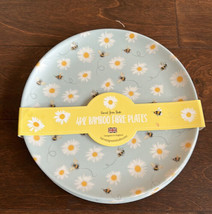 Harvest Green Studio Bamboo  Bumblebee Floral Dinner Plates Set of 4 NEW - £23.87 GBP