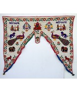 Vintage Door Valance Window Decor Wall Hanging Hand Embroidered 50 x 42 ... - £30.37 GBP