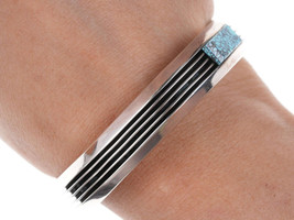 Navajo Larry Begay Modernist Sterling High Grade Spiderweb turquoise cuff bracel - £350.86 GBP