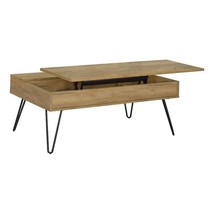 Pemberly Row Wood Lift Top Storage Coffee Table Golden Oak and Black - £198.94 GBP