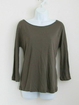 Nwt Piazza Sempione Moss Brown Green Jewel Neck 3/4 Sleeve Top Blouse 46/12 - $72.89