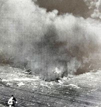 Japanese Kamikaze Plane Hit USS Ticonderoga 1945 WW2 Photo Print Militar... - £31.44 GBP