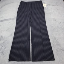 EP Pro Pants Womens 8 Navy Blue Flared Mid Rise Pinstripe Button Zip Dress Pants - £23.26 GBP