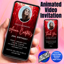 Any Age Invite, Red Falling Star Digital Invitation, Animated Video Invitation - £4.78 GBP