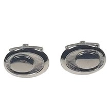Vintage Foster Cufflinks Silver Tone Oval Etched Design - £6.05 GBP